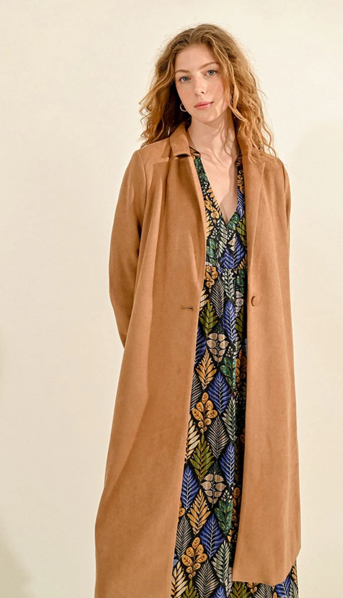 Molly Bracken Faux Suede Coat-Camel