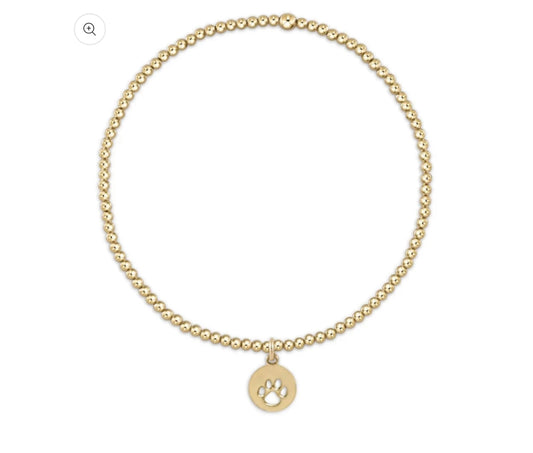 Enewton “Classic” Gold 2mm Bead Bracelet - Paw Print Small Gold Disc
