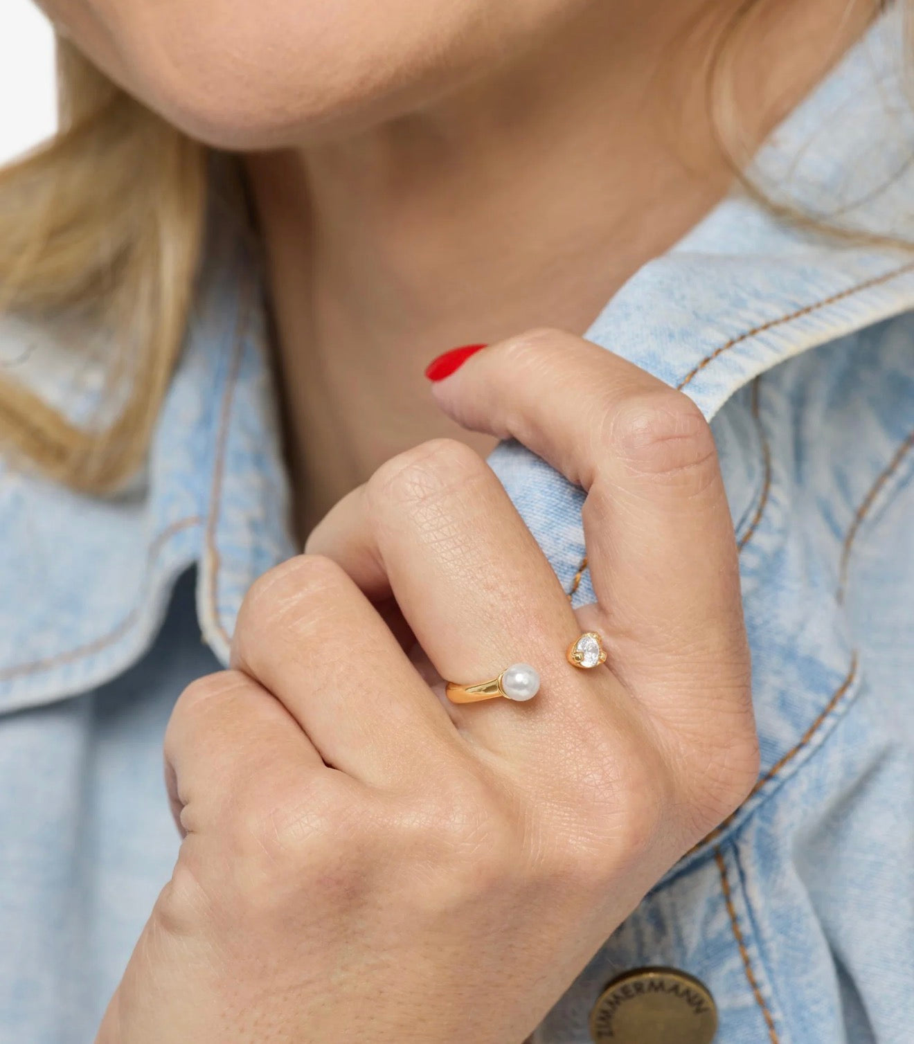 Melinda Maria “Perfect Pearl” Open Ring-Gold