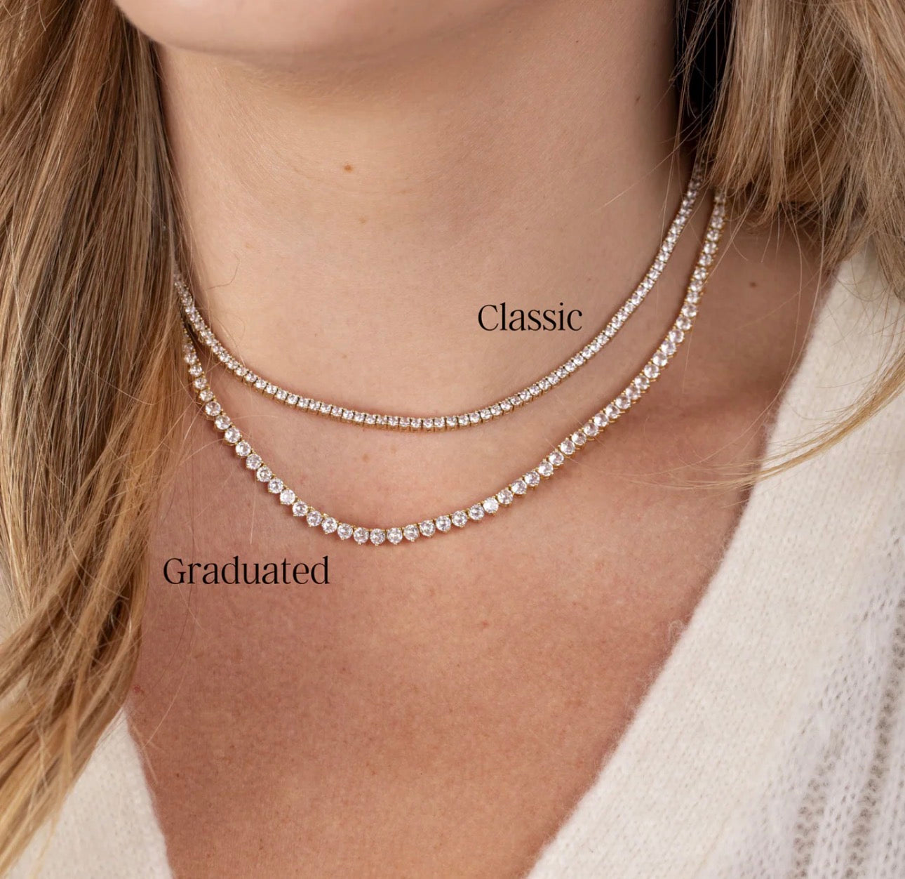LeMel Graduated CZ Tennis Necklace-silver