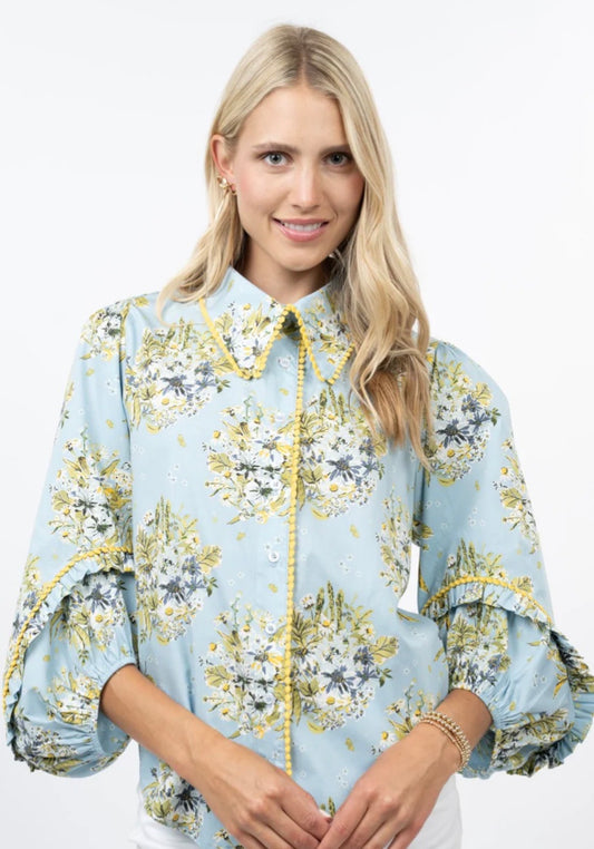 Ivy Jane "Spring Bounty" Blouse-Blue