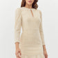 Adelyn Rae "Jocelyn" Textured Burnout Knit Dress-Beige/Gold