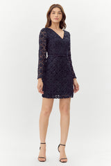 Adelyn Rae "Harmony" 3D Mesh Lace Dress-Navy