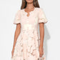 Adelyn Rae "Ariana" Bubble Sleeve Dress- Blush/Cream