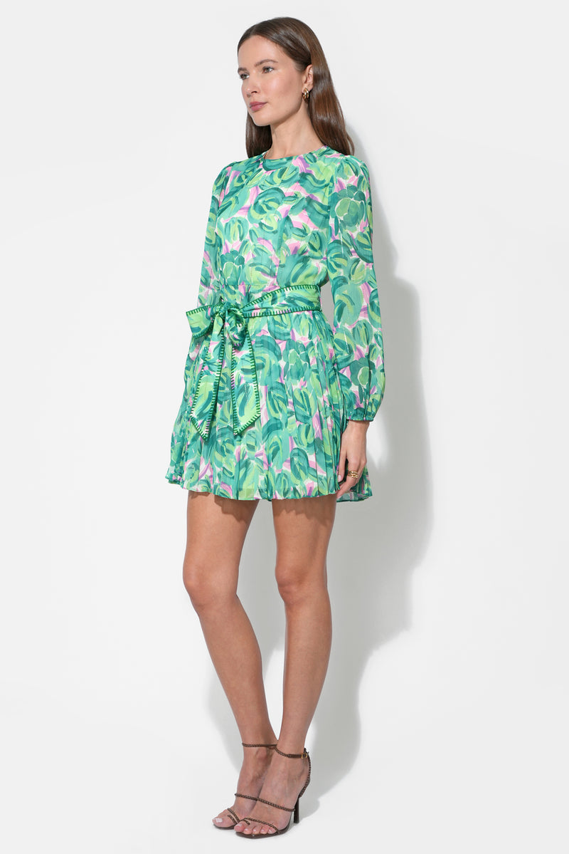 Adelyn Rae "Rylee" Pleated L/S Mini Dress-Green