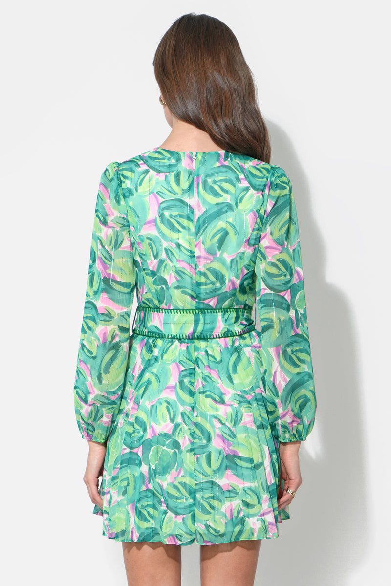 Adelyn Rae "Rylee" Pleated L/S Mini Dress-Green