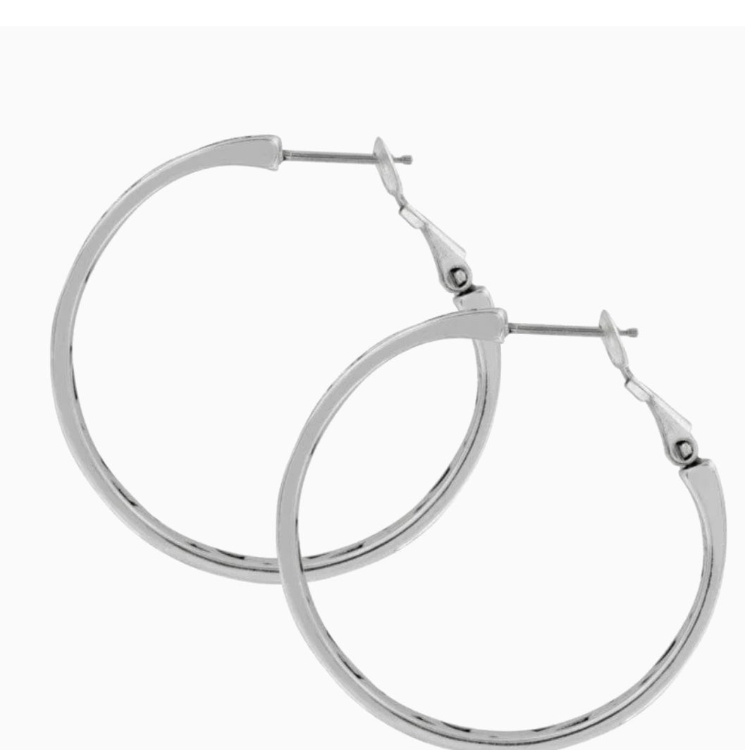 Brighton Contempo Medium Hoop Earrings-Silver