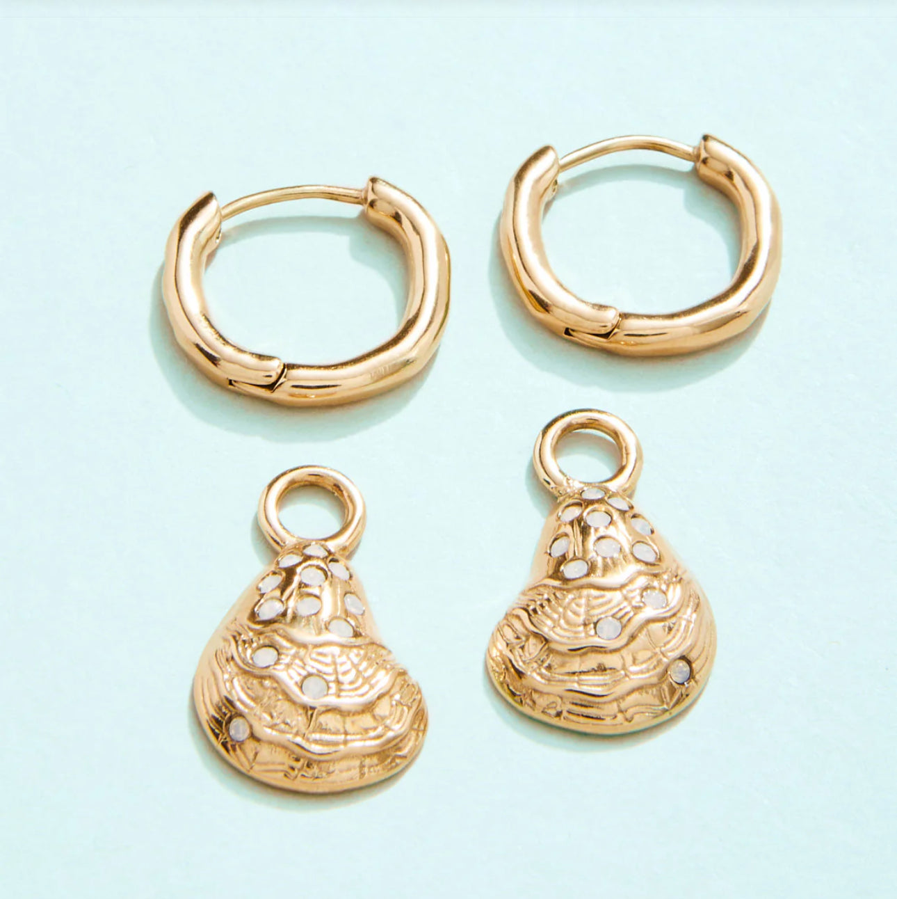 Spartina 449 SP Bluffton Oyster Convertible Hoop Earrings-Oyster