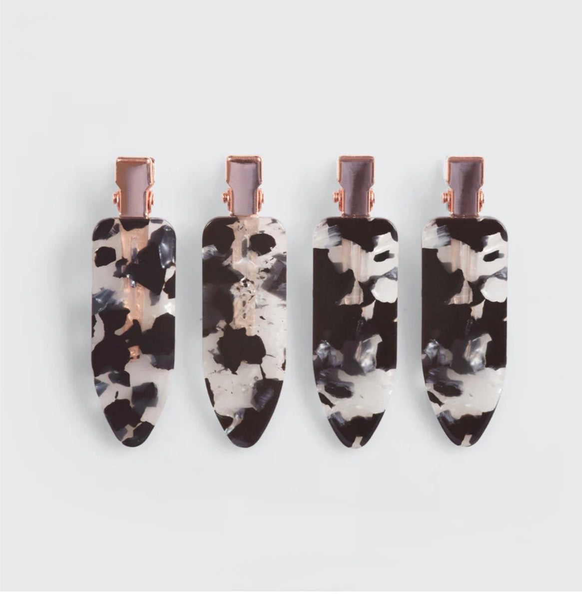 Kitsch Creaseless Hair Clip 4-Piece Set-Black Terrazzo