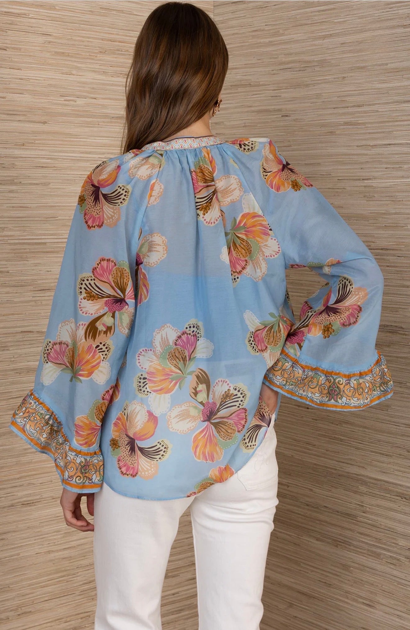 Hale Bob "Aura" L/S Voile Blouse-Blue