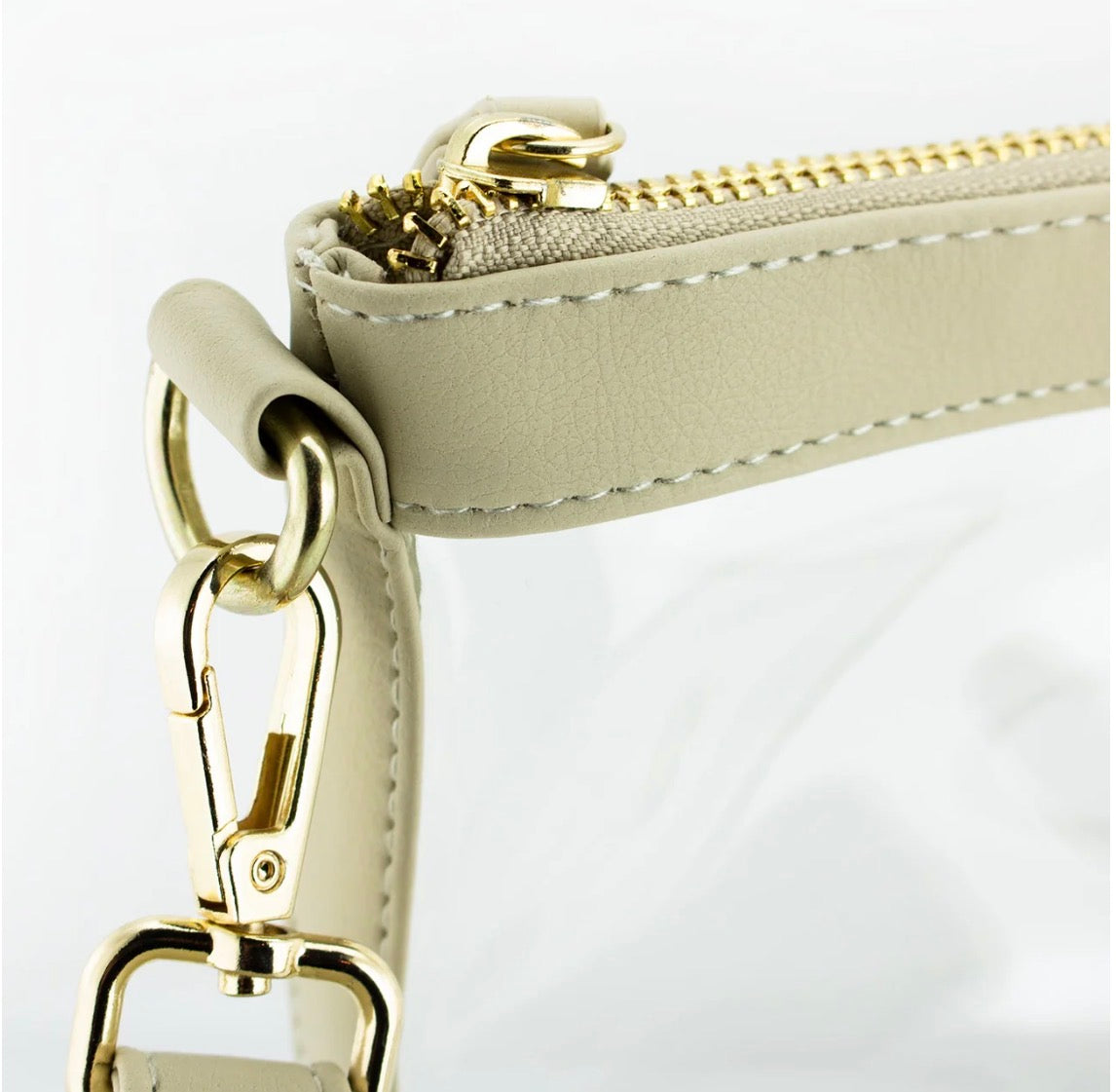 Capri Designs Small Crossbody-Clear with Tan/Gold