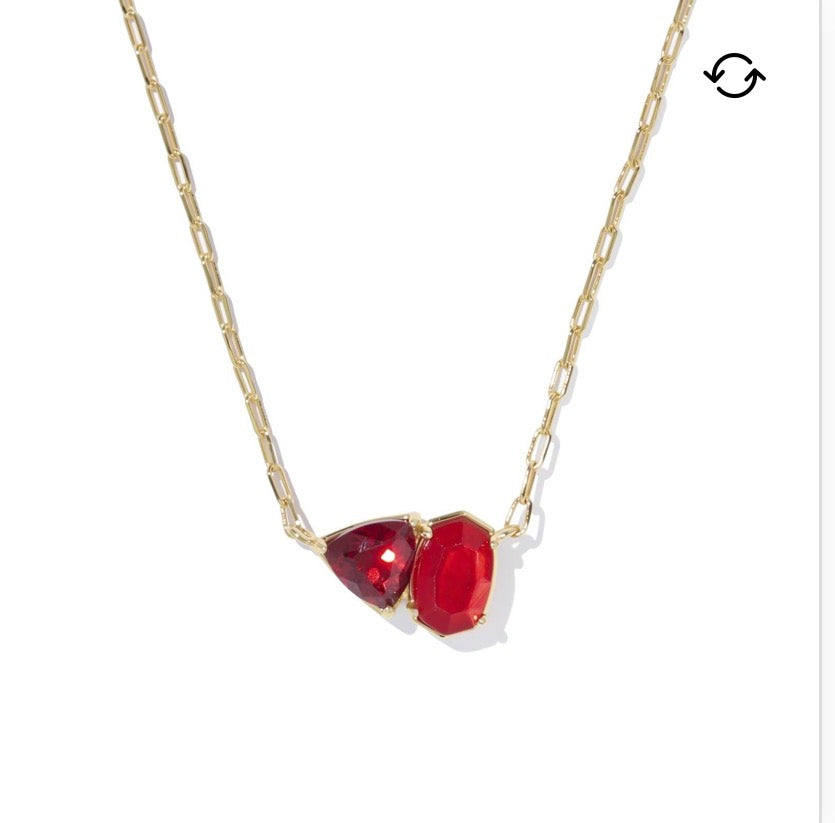 Kendra Scott Tatum Short Pendant Necklace-Gold Red Mix