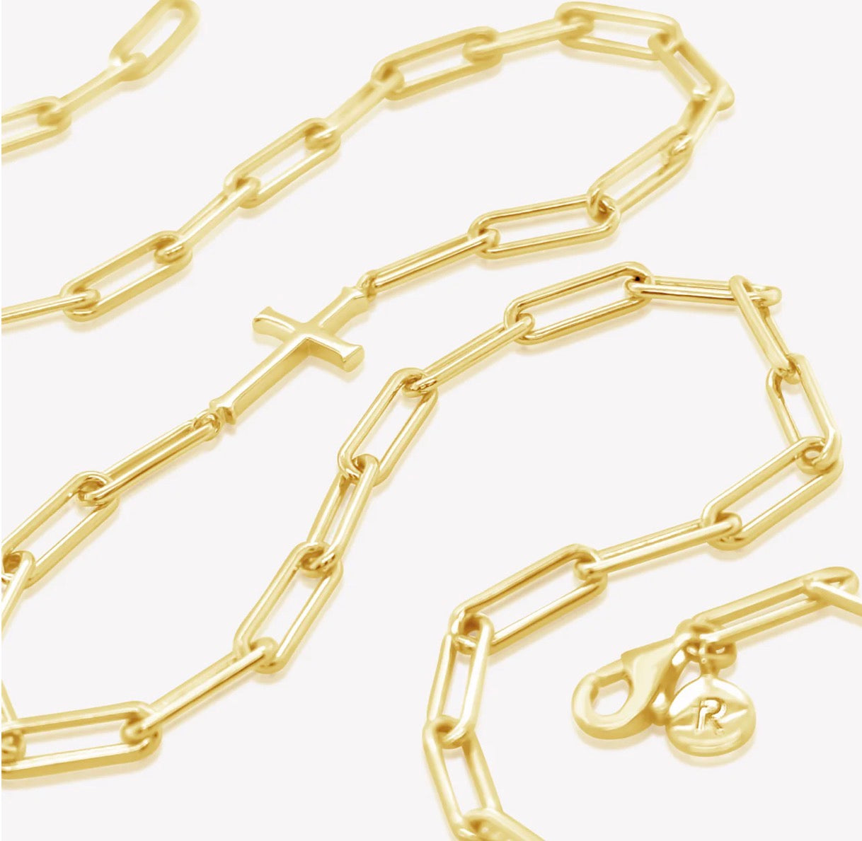 Rizen Chain Breaker Cross Necklace-Gold