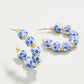 Spartina 449 Annabelle Beaded Hoop Earrings- Blue Flowers