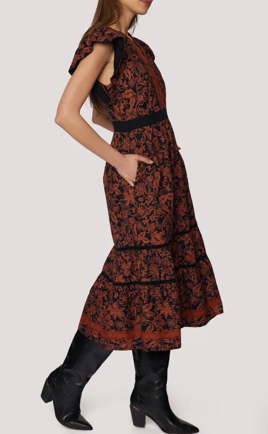 Lost + Wander “Lady of Siena” Dress - Brown Floral