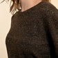 Molly Bracken Crew Neck Sparkle Sweater-Chocolate