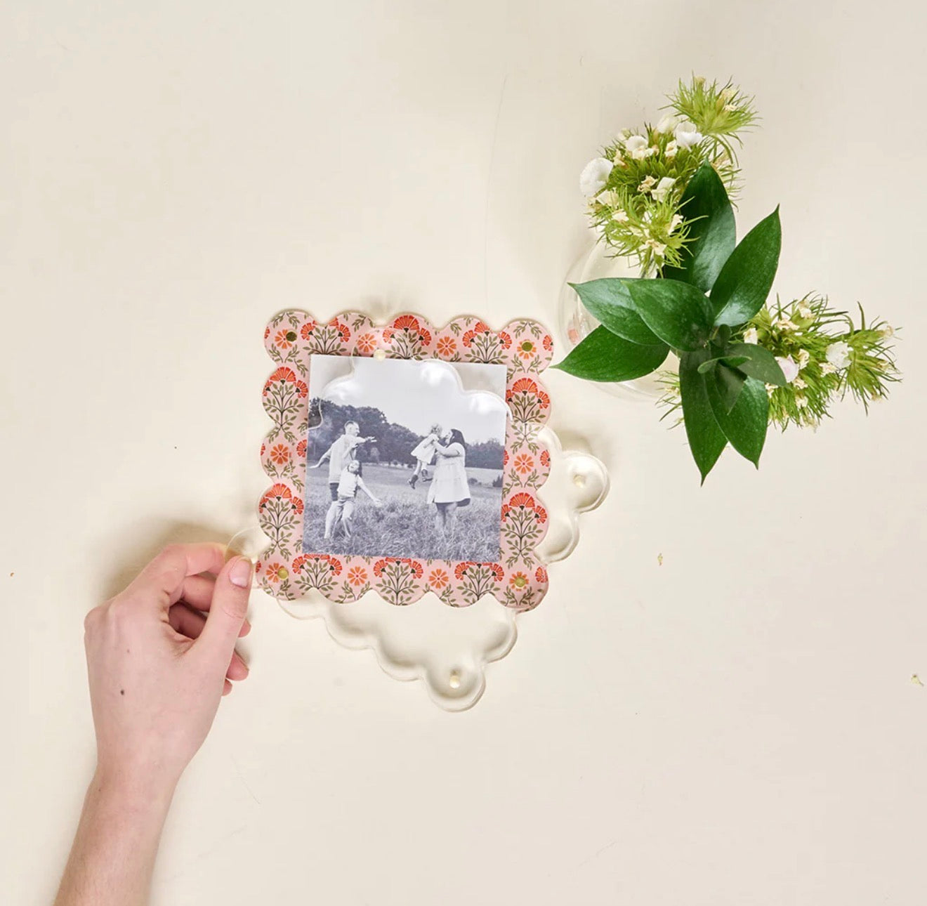 The Darling Effect Square Scalloped Acrylic Frame-Everbloom Dusty Rose