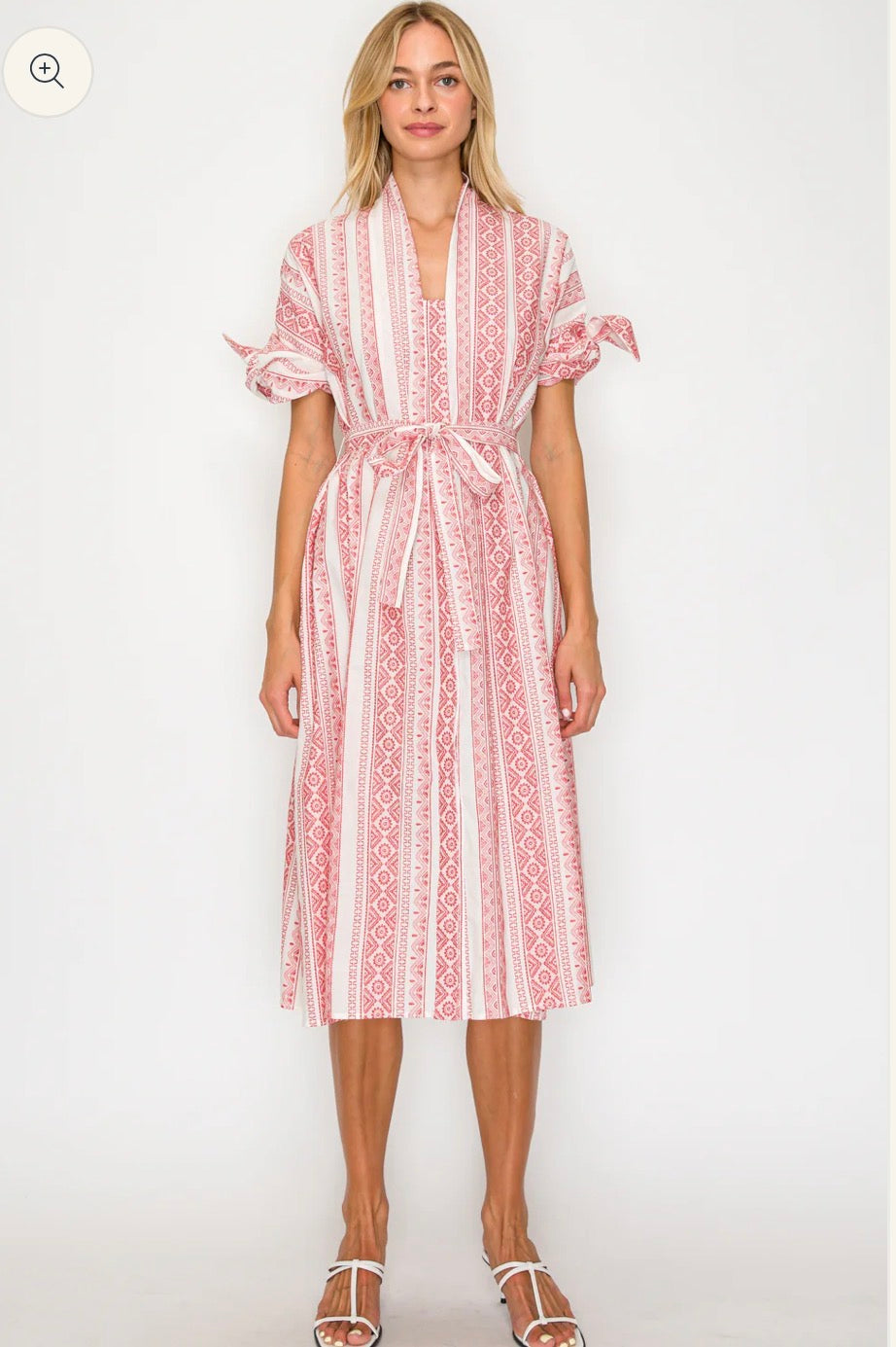 Meet Me in Santorini Shirt Midi Dress-Crimson Weave