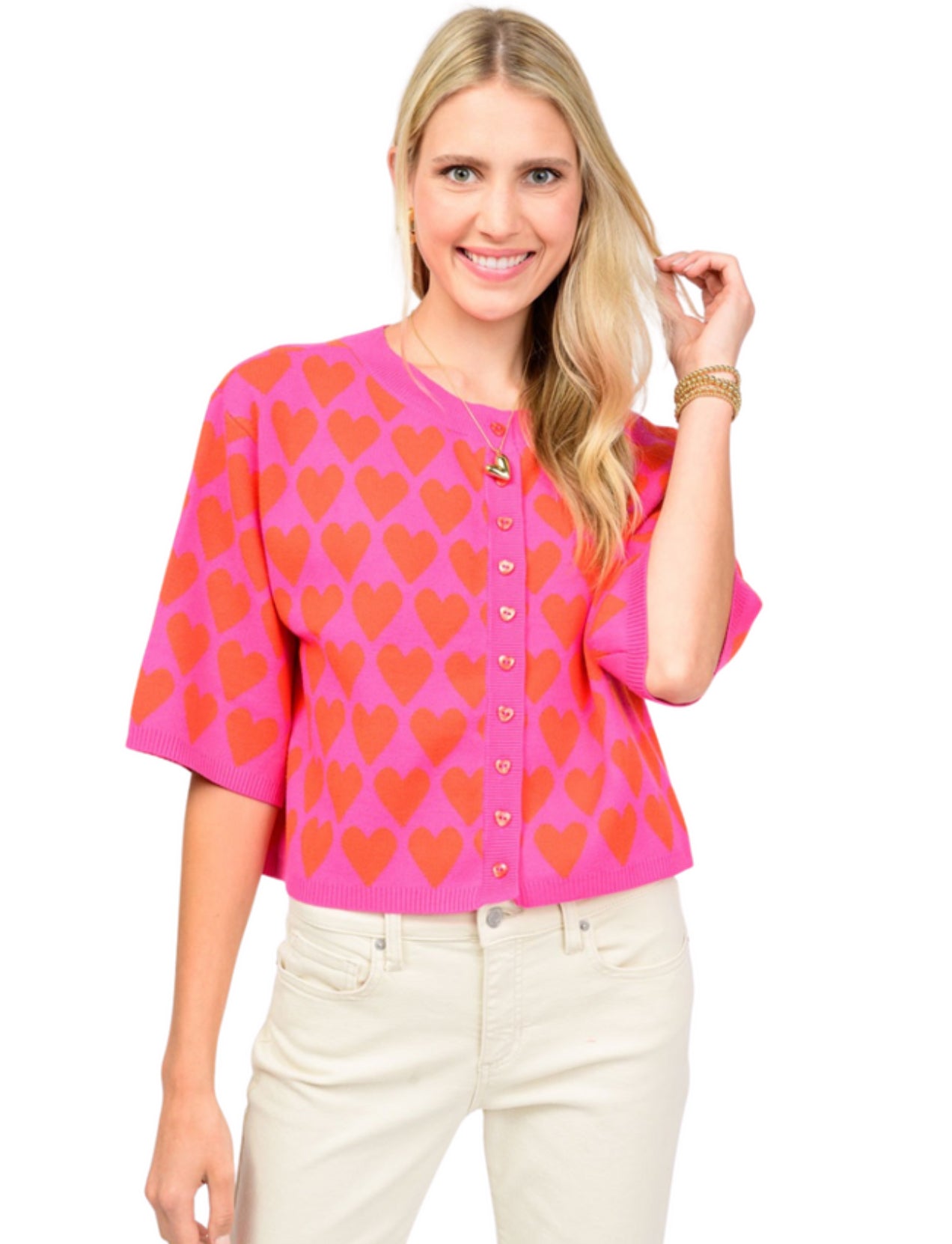 Uncle Frank "Heart Felt" Sweater-Pink/Orange