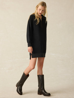 Faherty Legend™ Quarter Zip Dress-Heathered Black Twill