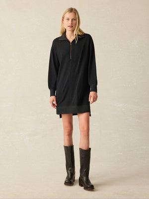 Faherty Legend™ Quarter Zip Dress-Heathered Black Twill