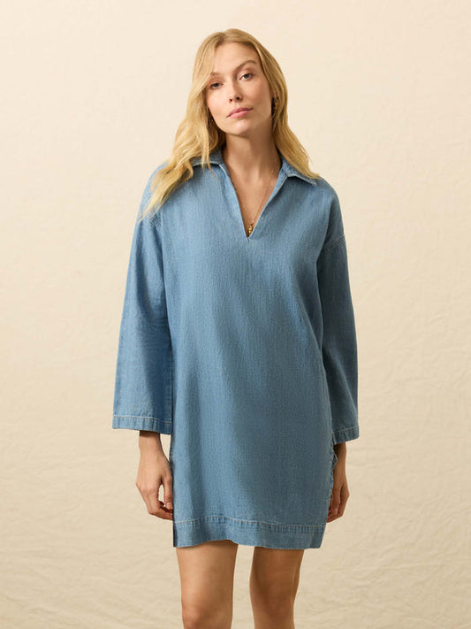 Faherty Linen Denim Sail Away Dress - Bluecrest Wash