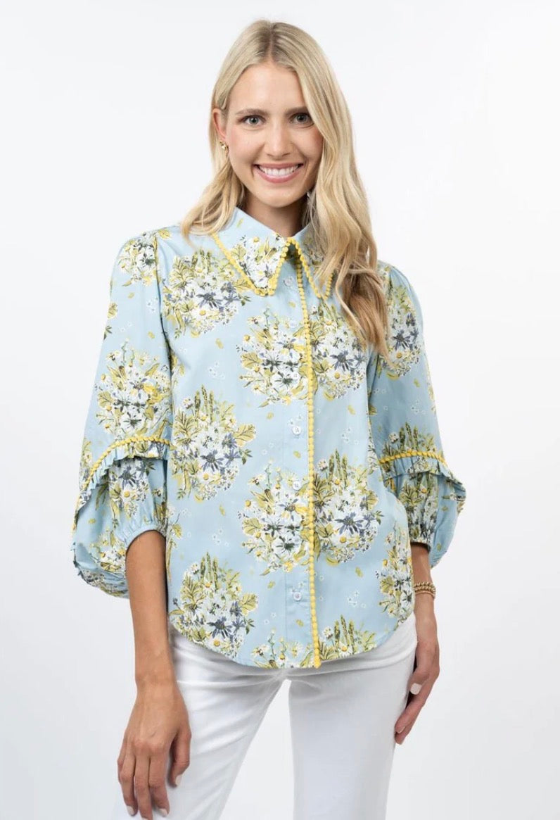 Ivy Jane "Spring Bounty" Blouse-Blue