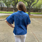 FRNCH Paris "Louve" Woven Blouse-Bleu Marine