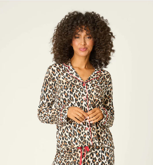 PJ Salvage "Holiday Dreams" Leopard Print L/S Top