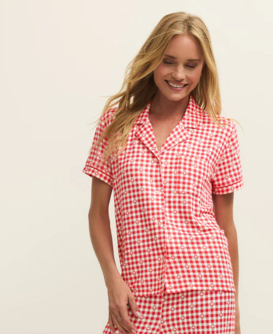 Z Supply Gingham PJ Top - Kiss Me Red