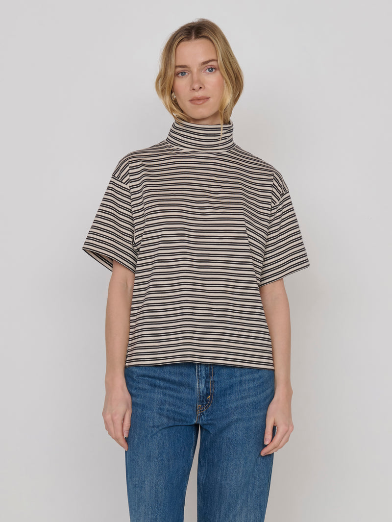 Nation LTD "Fable" Turtleneck Tee-Vintage Yarn Dye Stripe