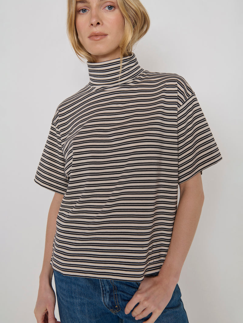 Nation LTD "Fable" Turtleneck Tee-Vintage Yarn Dye Stripe