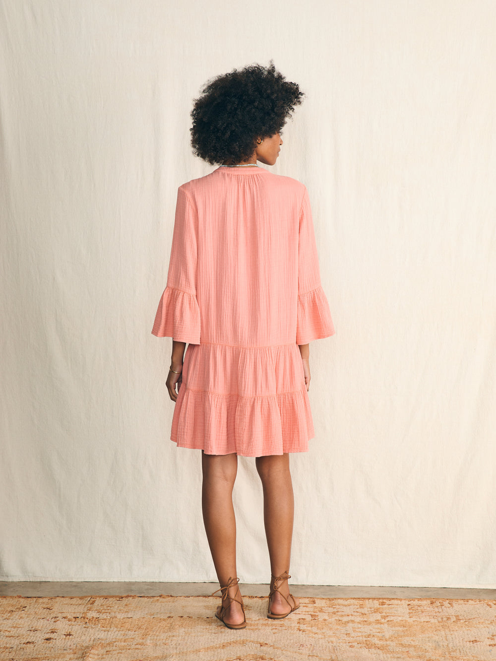 Faherty Dream Cotton Gauze “Kasey”  Dress-Coral