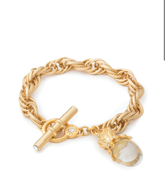 Spartina 449 Pineapple Bauble Toggle Bracelet-Gold