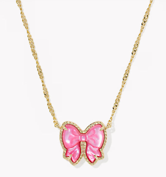 Kendra Scott Haley Bow Short Pendant Necklace-Gold Rose Violet MOP