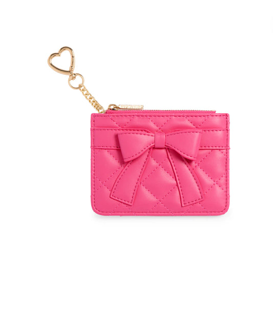 Shiraleah Quilted Bow Card Case-Fuschia