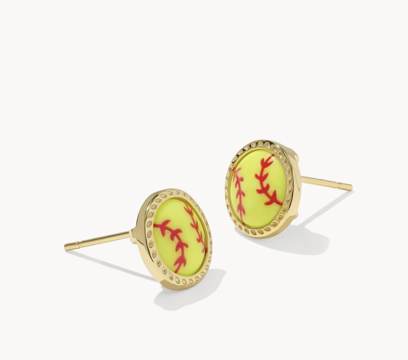 Kendra Scott Softball Stud Earring-Gold Chartreuse Magnesite