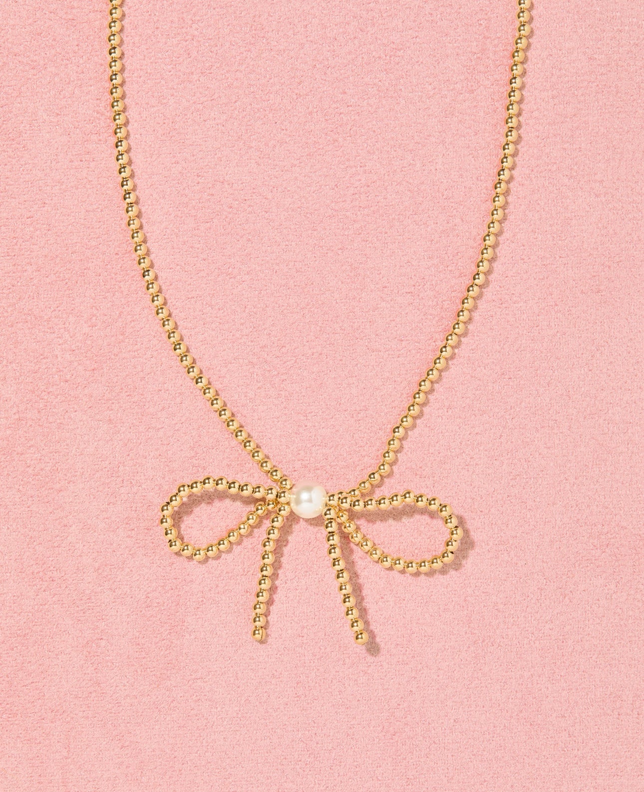 Beaded Blondes "Gold Bow" Necklace-16"