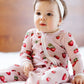 Milkbarn Kids "Strawberry" Organic Cotton Ruffle Zipper Footed Romper