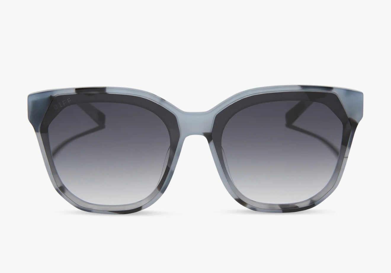DIFF Eyewear “Gia” Retro Blue Tortoise + Grey Gradient Sunglasses