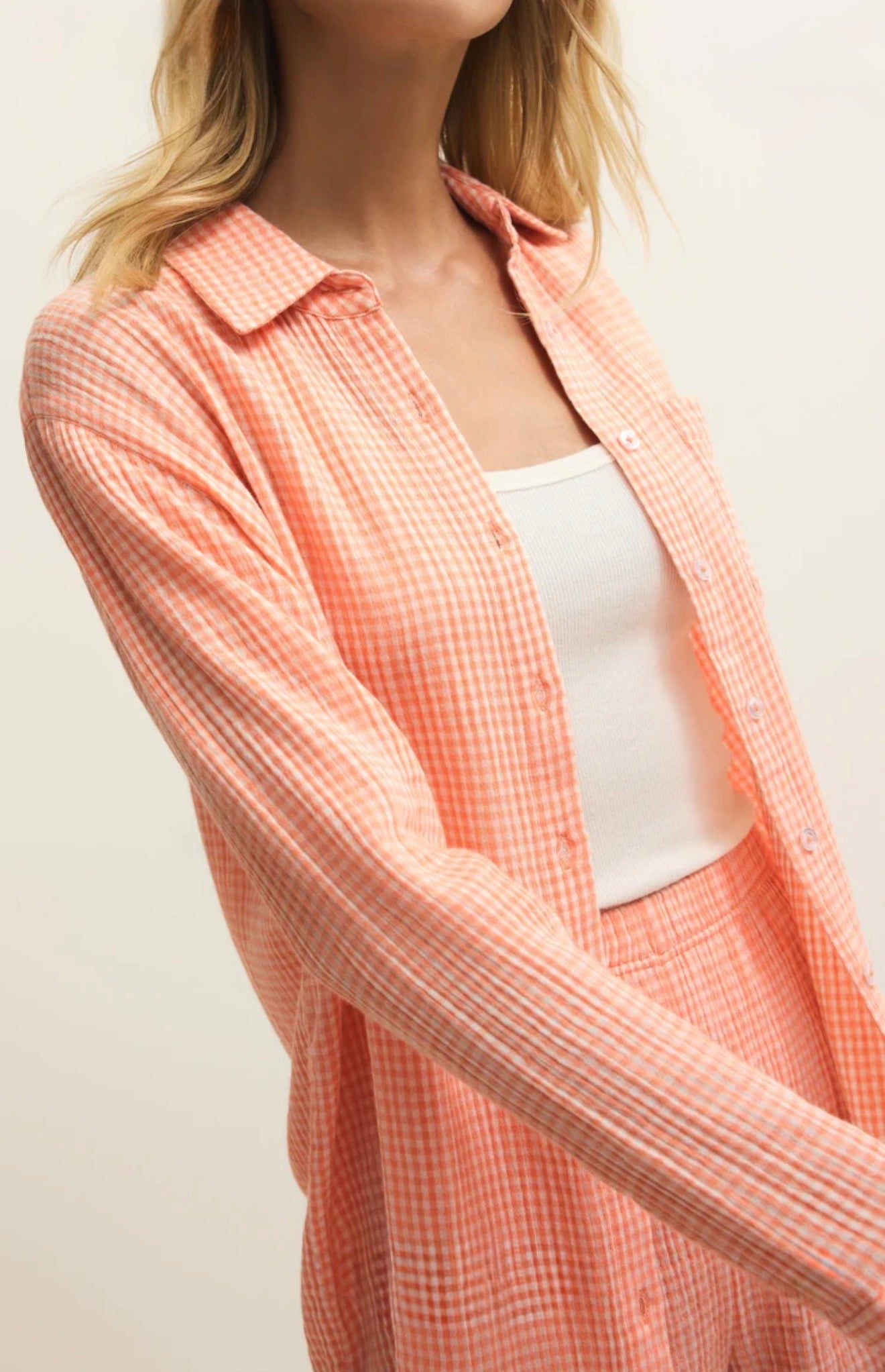 Z Supply Classic Gingham Top - Cantaloupe
