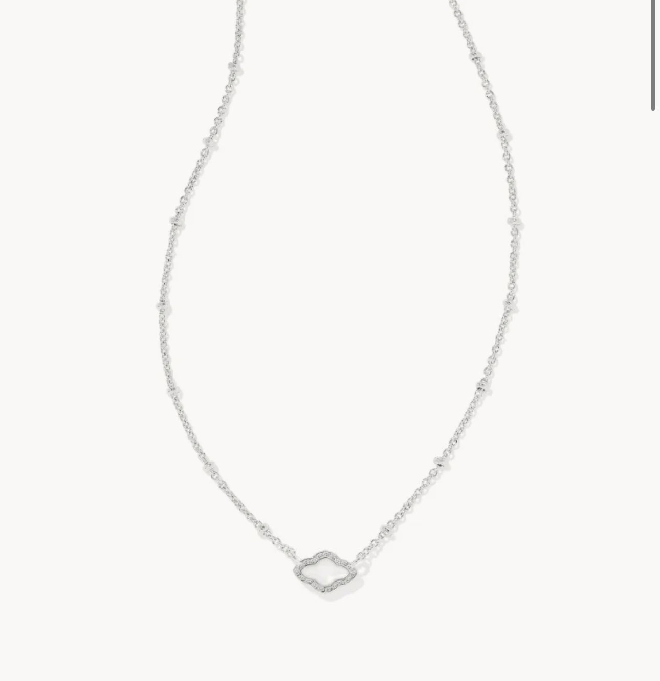 Kendra Scott Mini Abbie Pendant Necklace - Silver Ivory Mother of Pearl