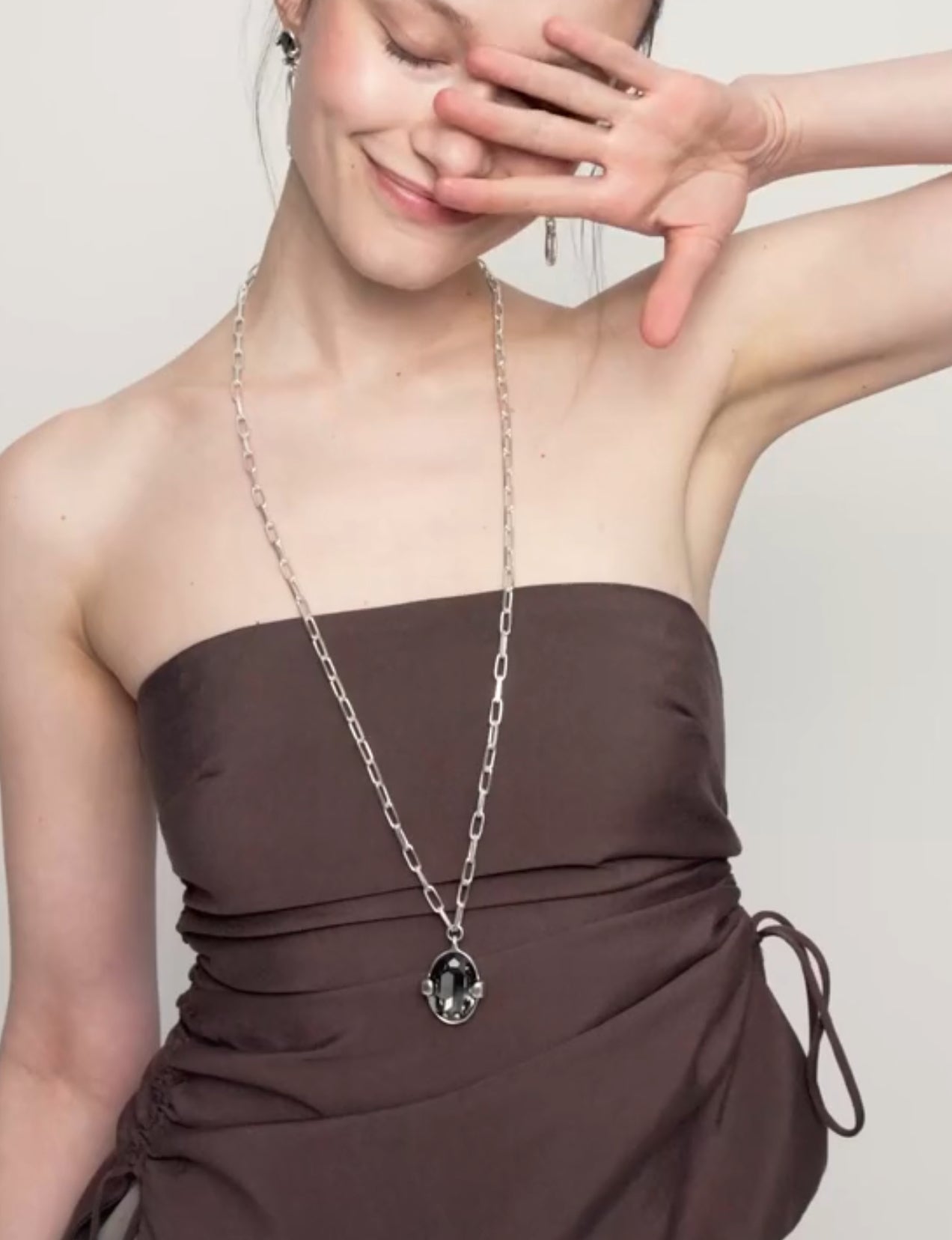 Uno de 50 “Ser Deslumbrante” (be stunning) Paperclip Chain Long Necklace-Silver/Black