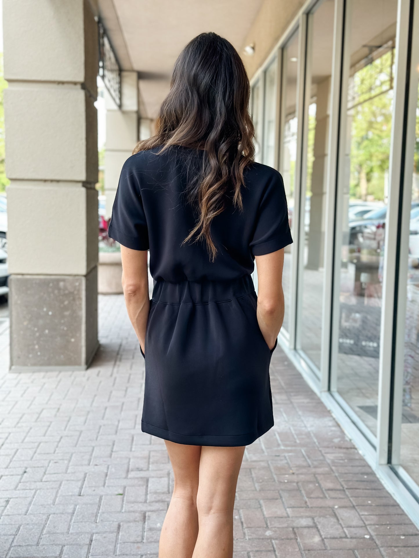 Spanx AirEssentials Cinched T-Shirt Dress-Very Black