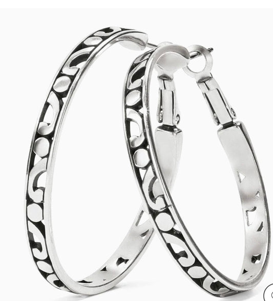 Brighton Contempo Large Hoop Earrings-Silver