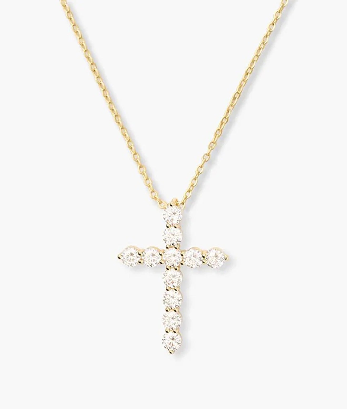 Melinda Maria “Oh She Fancy” Small Cross Pendant-Gold/White