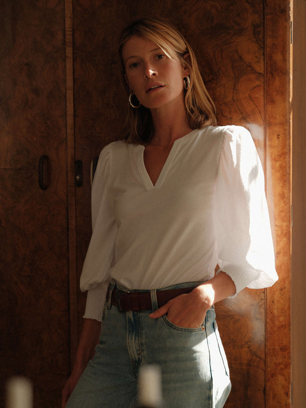 Nation LTD "Flora" Peasant Tee-White