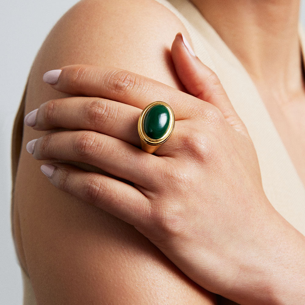 Dean Davidson Forme Gemstone Statement Ring-Malachite