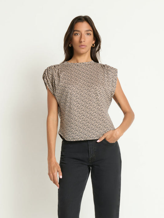 Nation LTD “Frankie” Lux Muscle Tee - Ditsy Floral Butterscotch
