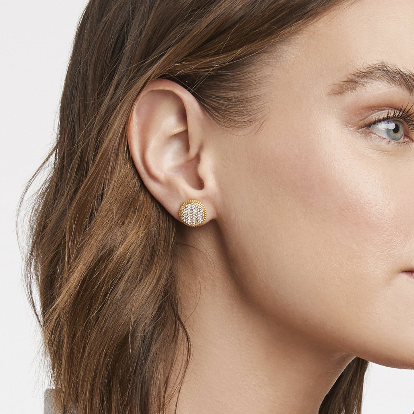 Julie Vos Fleur-de-Lis Pavé Stud - Gold
